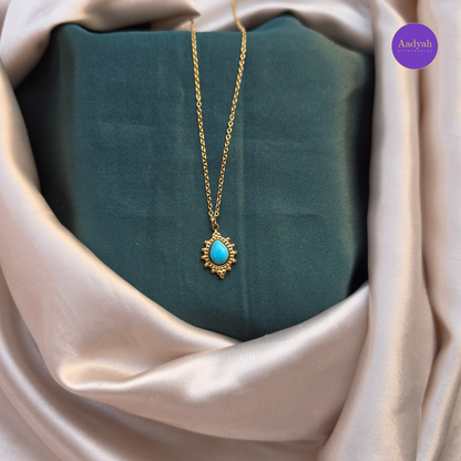 Stone Anti-Tarnish Pendant Chain - Gold