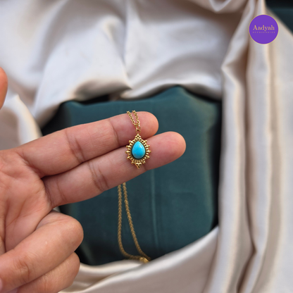 Stone Anti-Tarnish Pendant Chain - Gold