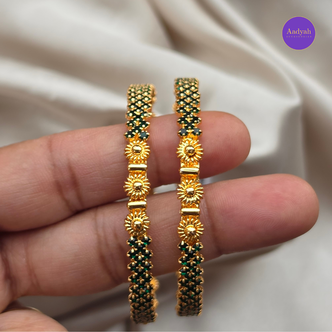 Stone Gold Look Baby Bangles - Set of 2