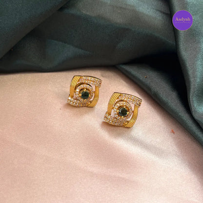 Stone Stud - Maroon & Green
