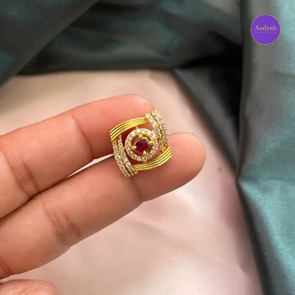 Stone Stud - Maroon & Green