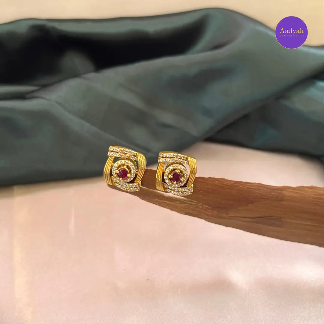 Stone Stud - Maroon & Green