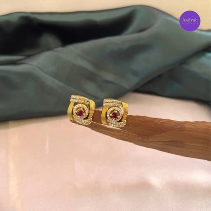 Stone Stud - Maroon & Green