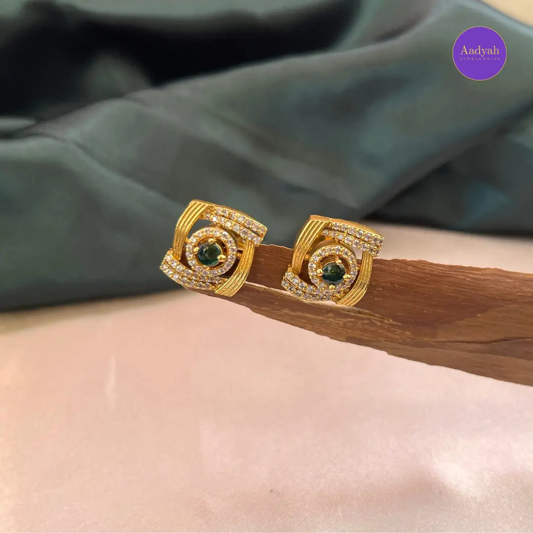 Stone Stud - Maroon & Green