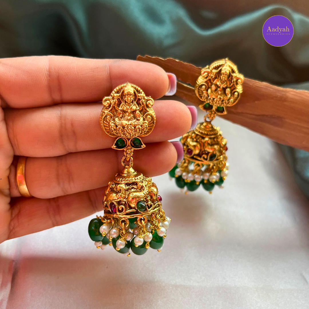 Temple Beaded Haram Set - Pearl & Green