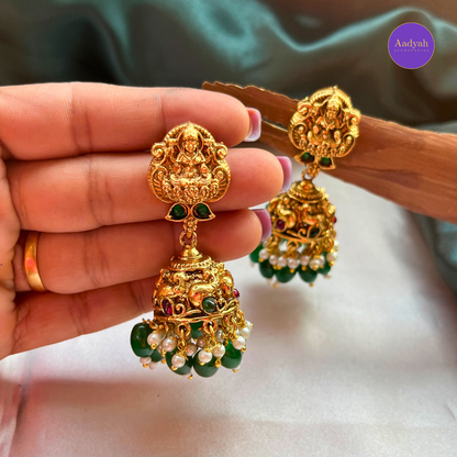 Temple Beaded Haram Set - Pearl & Green