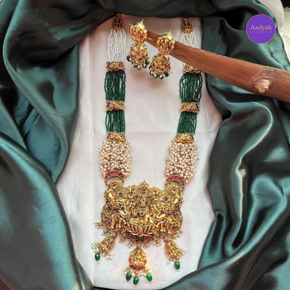Temple Beaded Haram Set - Pearl & Green