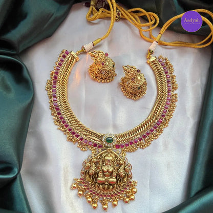 Temple Jadau Jelabi Necklace Set - Gold
