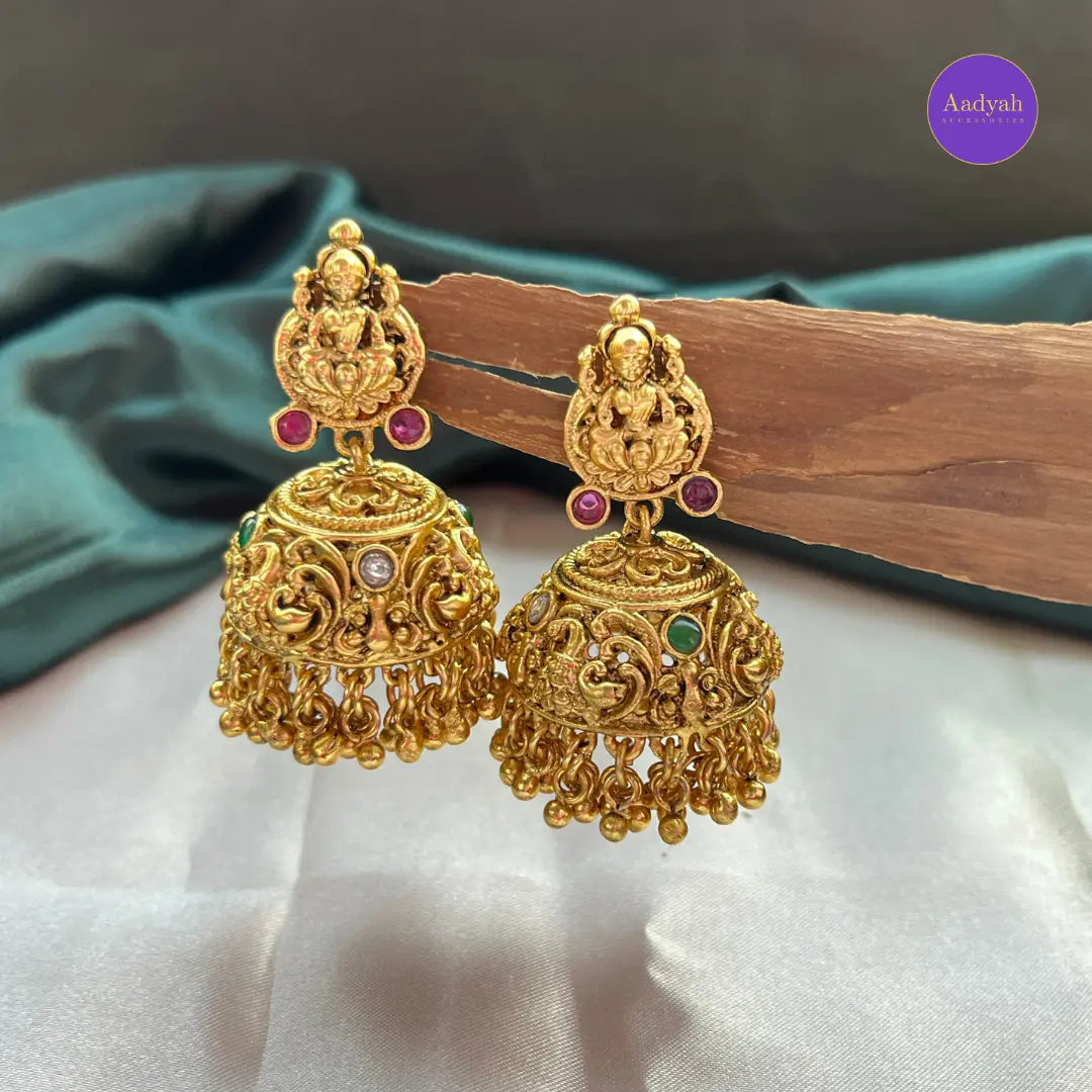 Temple Jadau Jelabi Necklace Set - Gold
