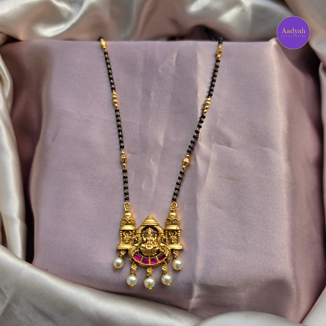 Temple Jadau Mangalsutra - Pink
