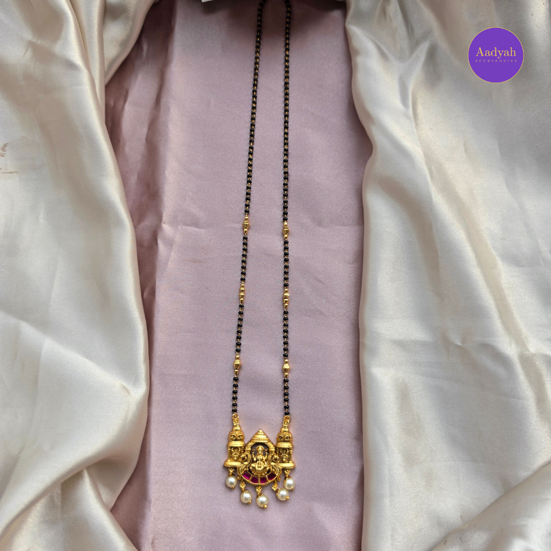 Temple Jadau Mangalsutra - Pink