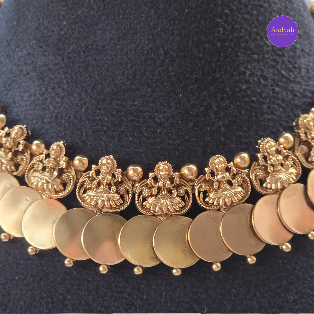 Temple Kasu Necklace Set- Matt