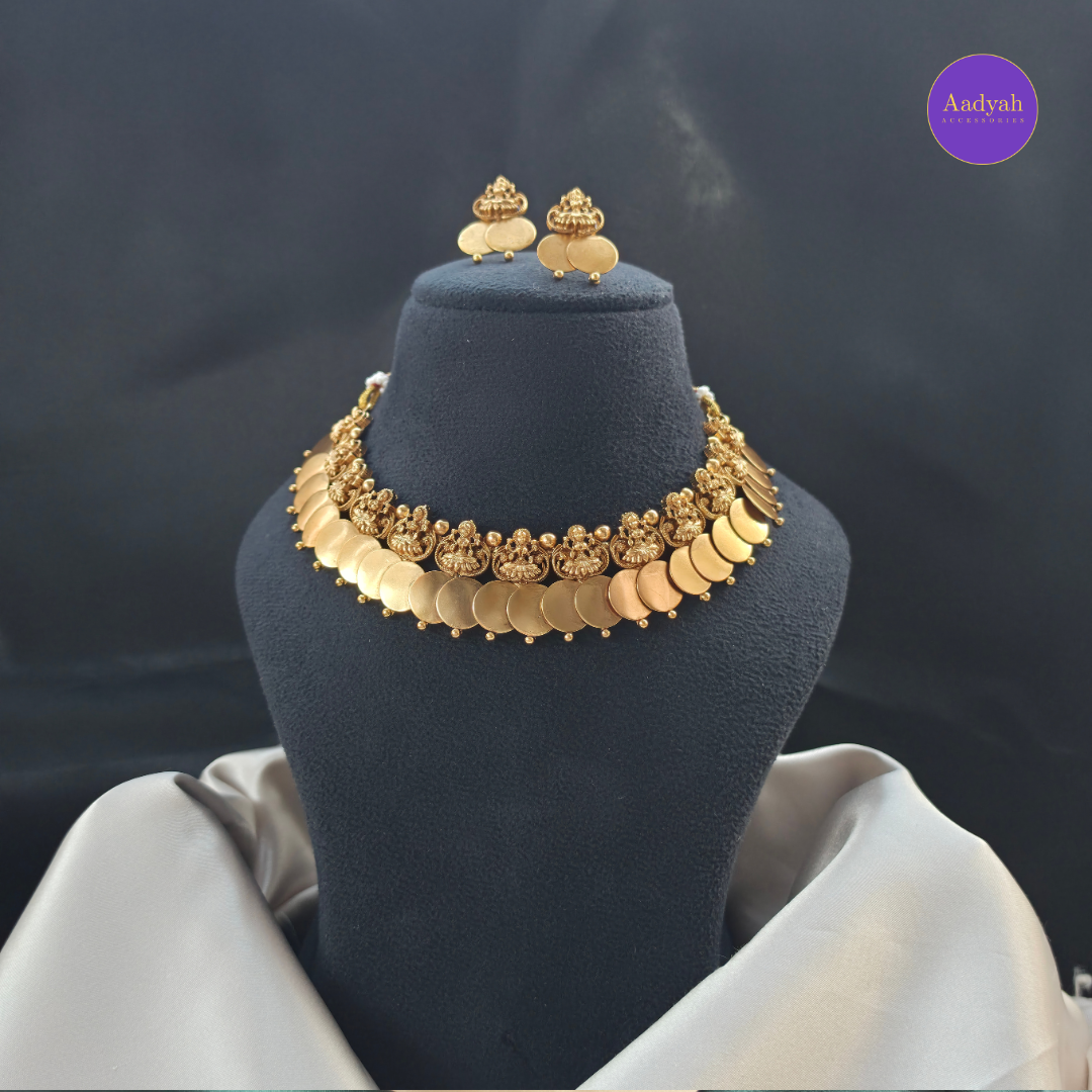 Temple Kasu Necklace Set- Matt