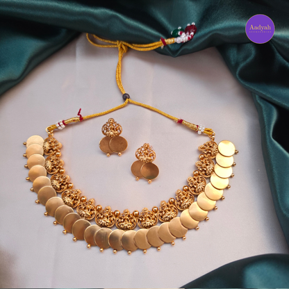 Temple Kasu Necklace Set- Matt