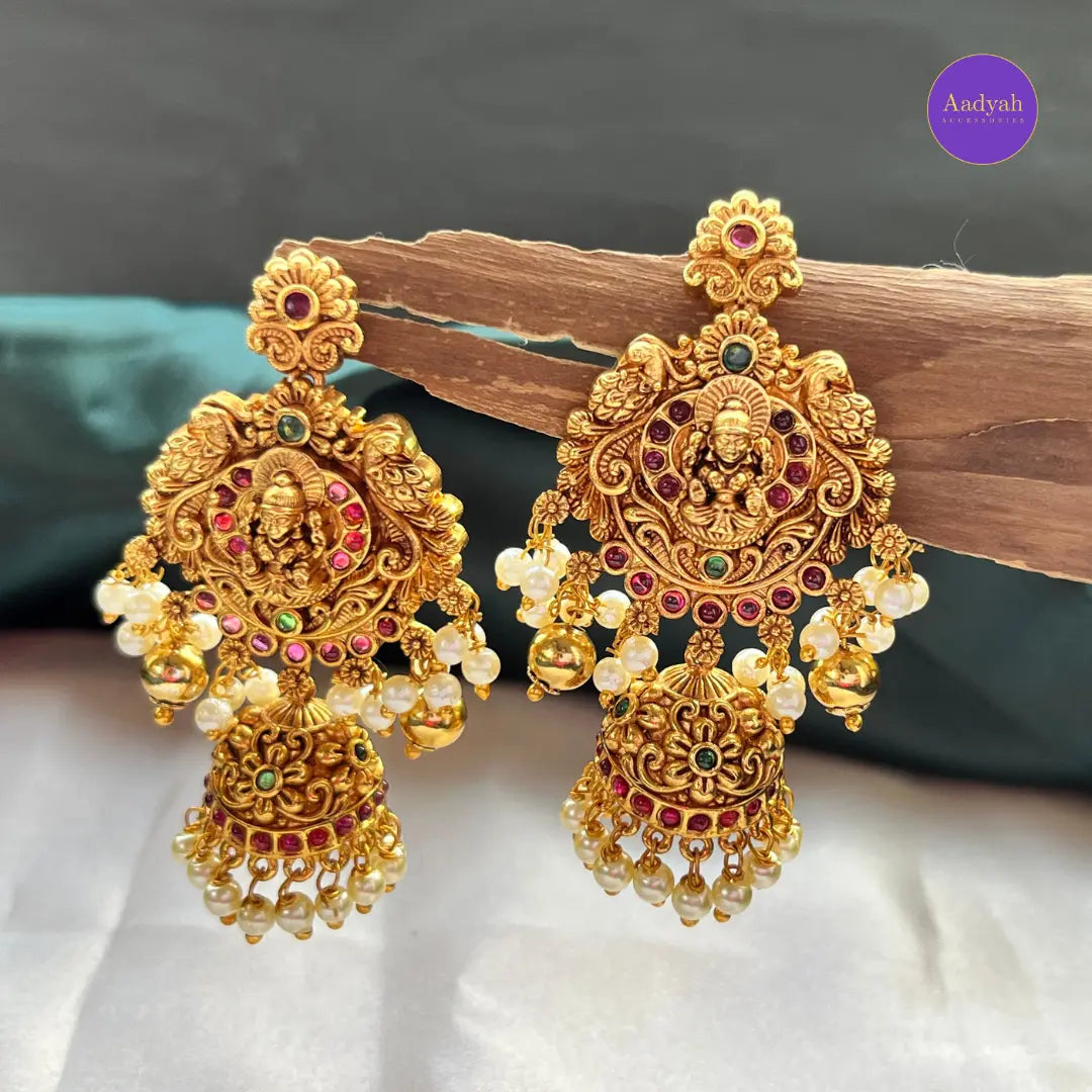 Temple Peacock- 3d Necklace Set - Gold