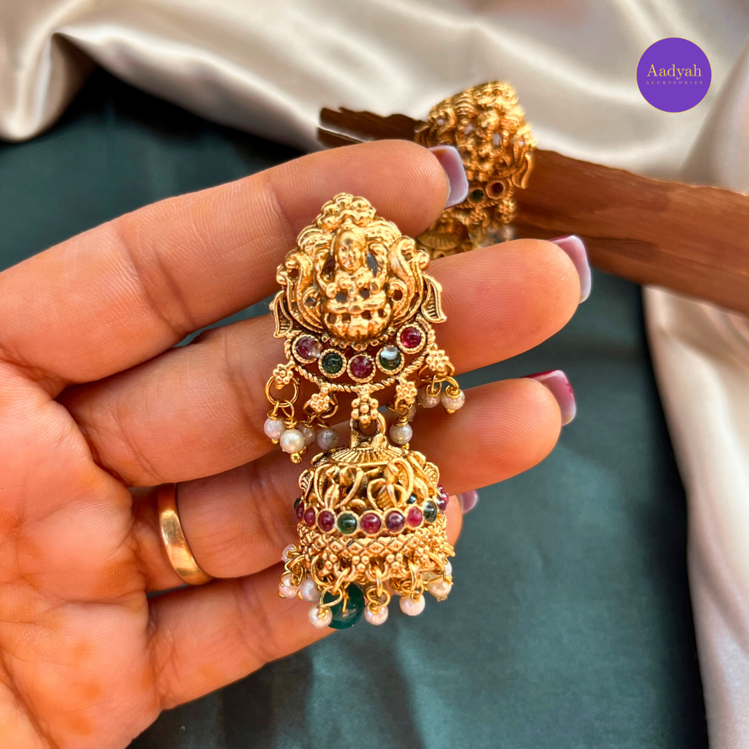 Temple Peacock Necklace Set - Green