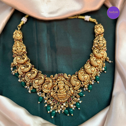 Temple Peacock Necklace Set - Green