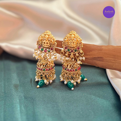 Temple Peacock Necklace Set - Green