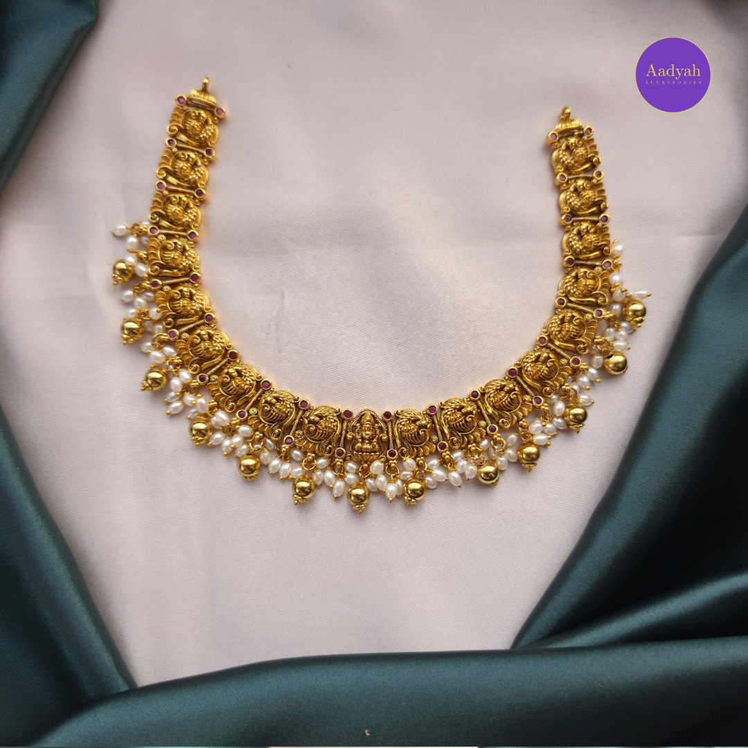 Temple Peacock Necklace Set - Matt