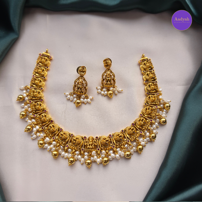 Temple Peacock Necklace Set - Matt