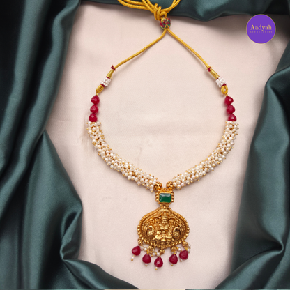Temple Pearl Necklace Set - Ruby & Mint