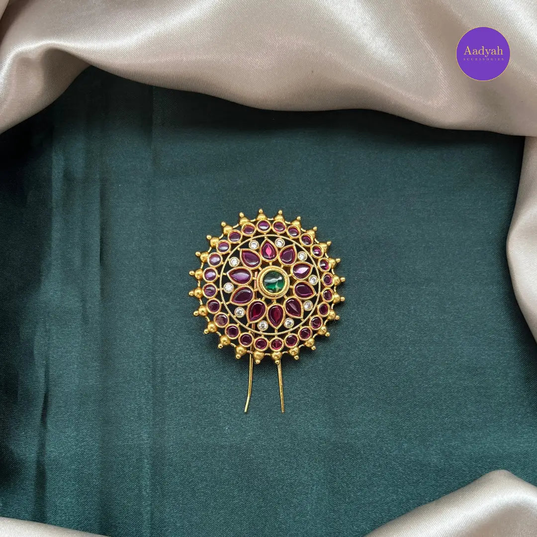 Floral U Hair Pin - Multi Stone