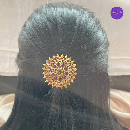 Floral U Hair Pin - Multi Stone