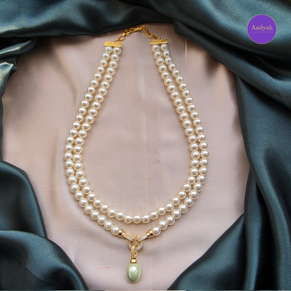 Two Layer Pearl Drop Mala Set - Mint