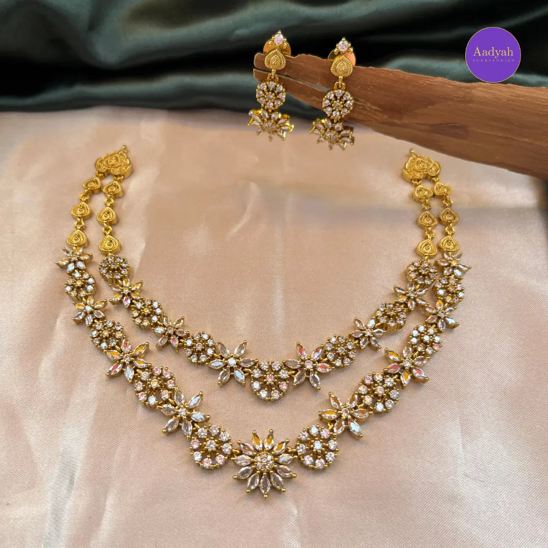 Two Layer White Necklace Set - White