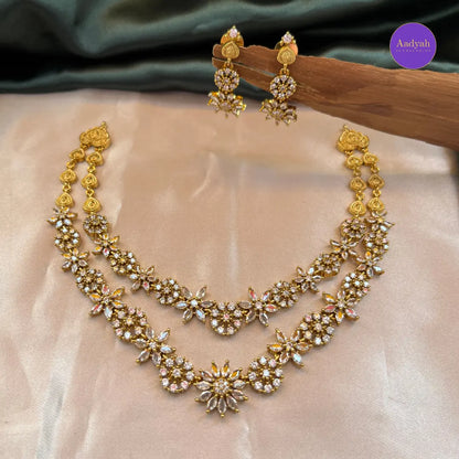 Two Layer White Necklace Set - White
