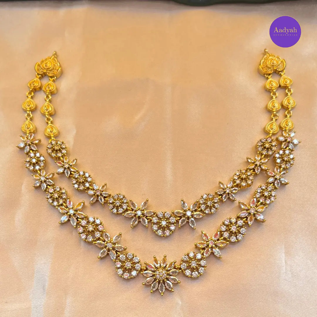 Two Layer White Necklace Set - White