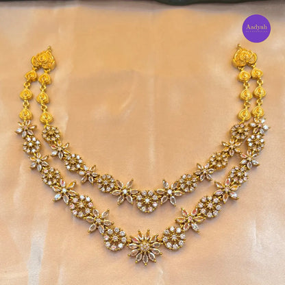 Two Layer White Necklace Set - White