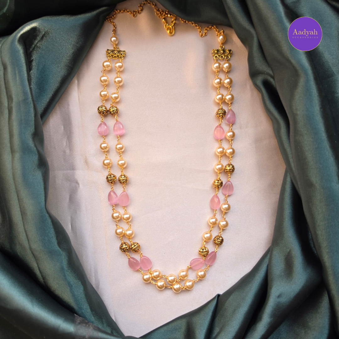 Two Layered Beaded Chain - Pink