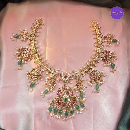 Venkateshwara Swamy Necklace Set - Mint Green
