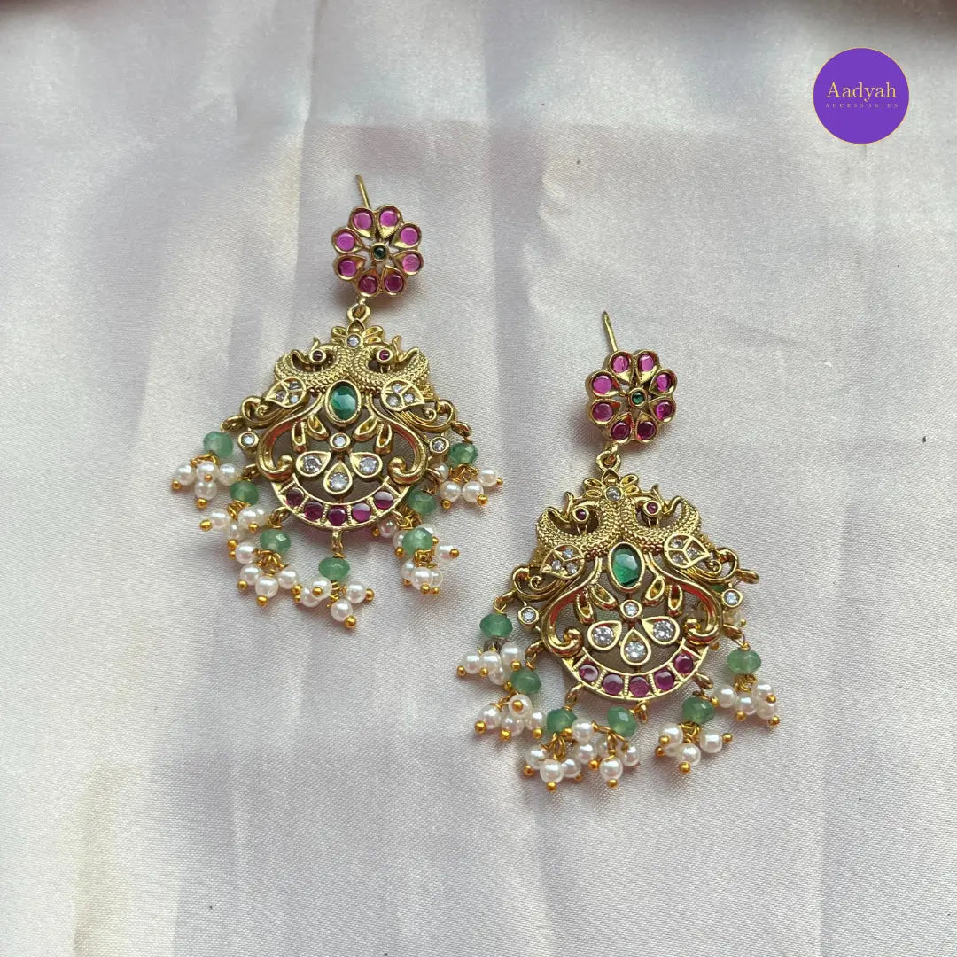 Venkateshwara Swamy Necklace Set - Mint Green
