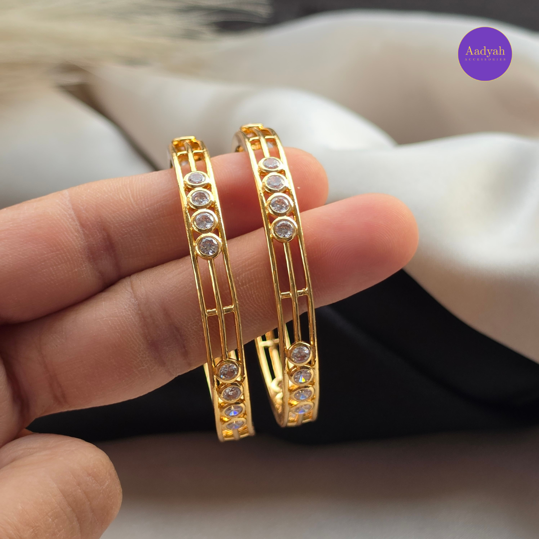 White Stone Designer Baby Bangle - Set of 2