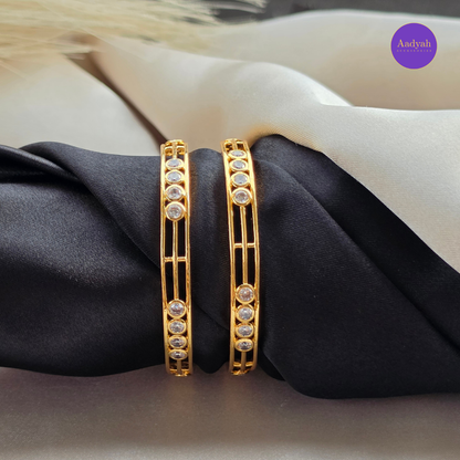 White Stone Designer Baby Bangle - Set of 2