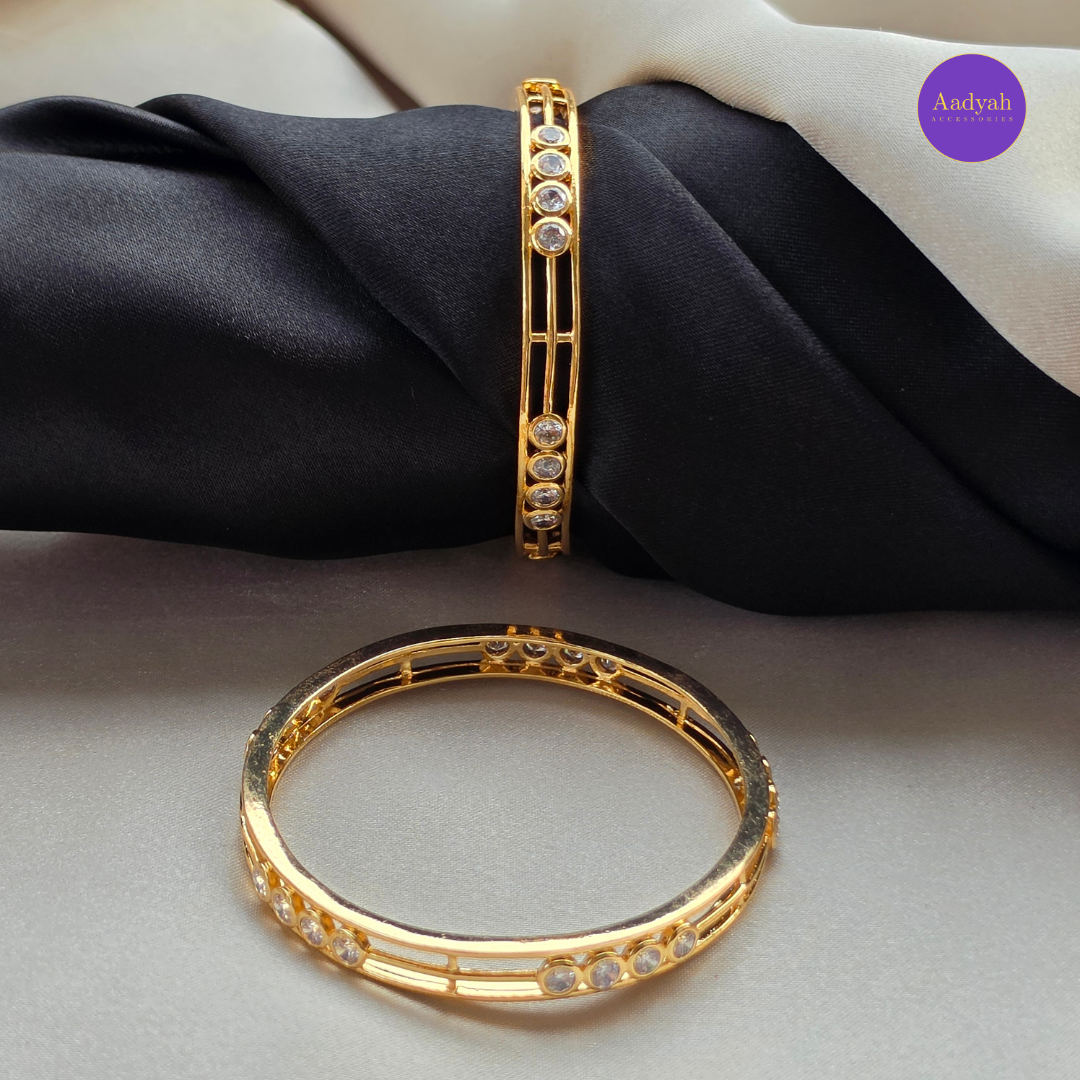 White Stone Designer Baby Bangle - Set of 2