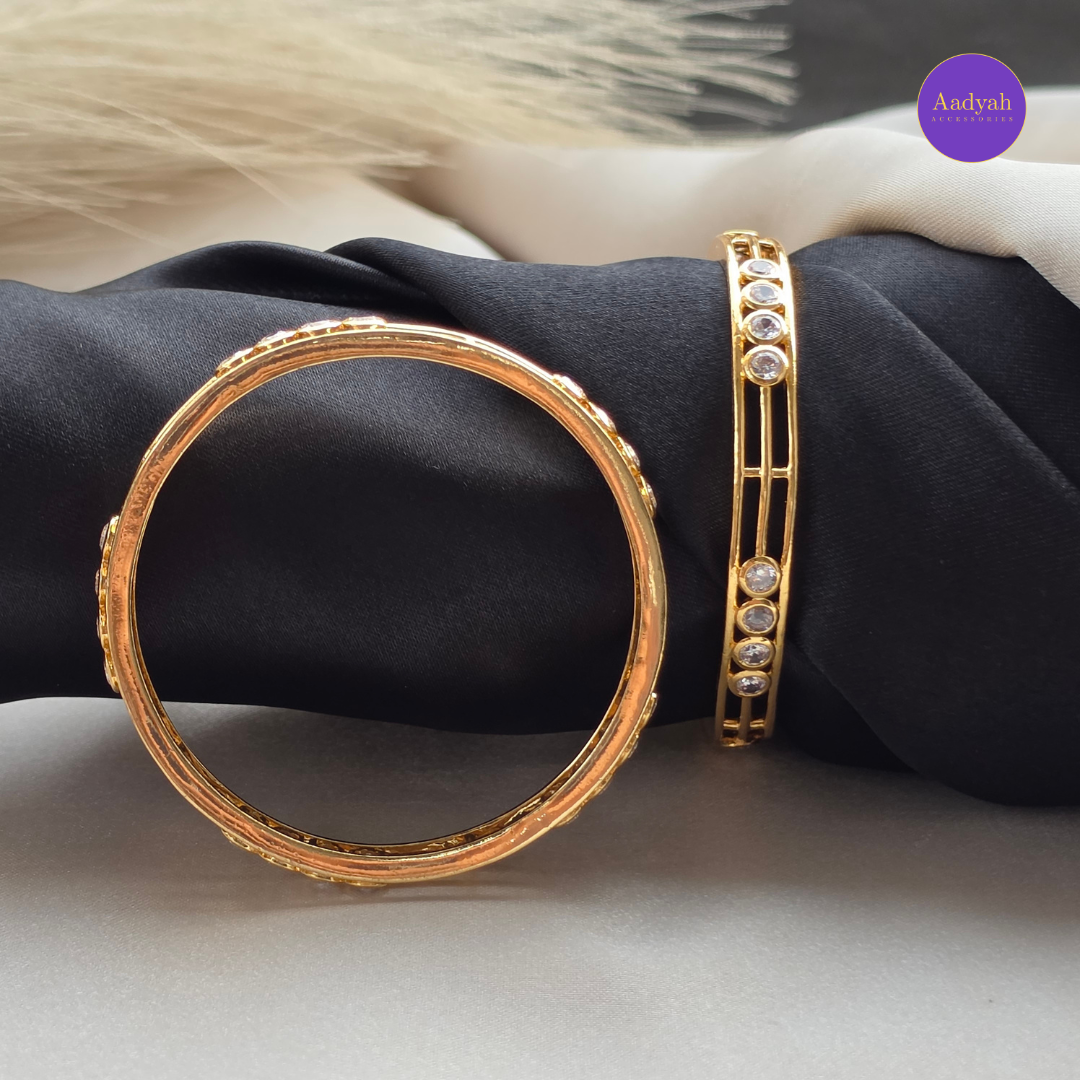 White Stone Designer Baby Bangle - Set of 2