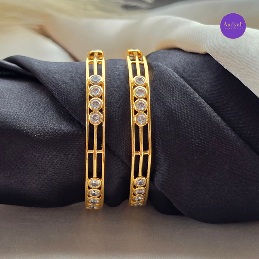 White Stone Designer Baby Bangle - Set of 2