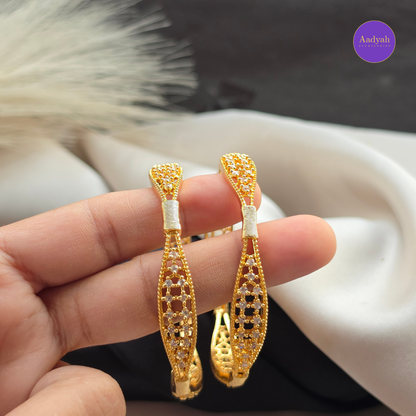 White Stone Designer Baby Bangle - Set of 2