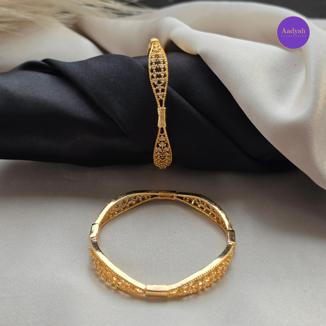 White Stone Designer Baby Bangle - Set of 2