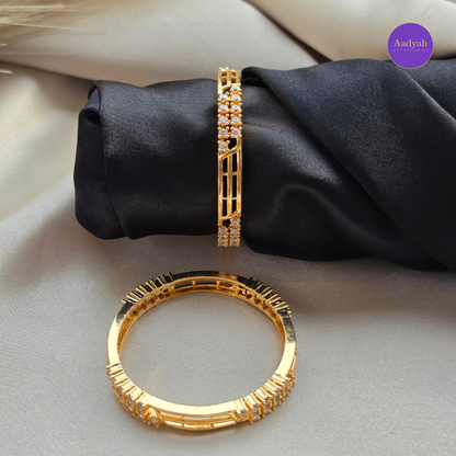 White Stone Designer Baby Bangle - Set of 2