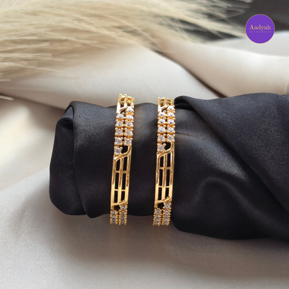White Stone Designer Baby Bangle - Set of 2