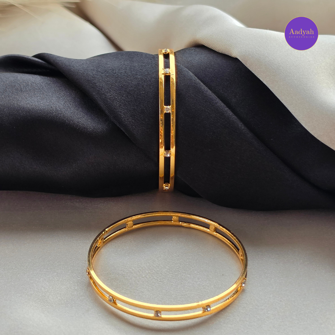 White Stone Designer Baby Bangle - Set of 2