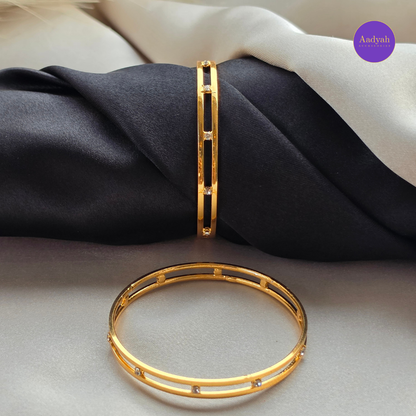 White Stone Designer Baby Bangle - Set of 2
