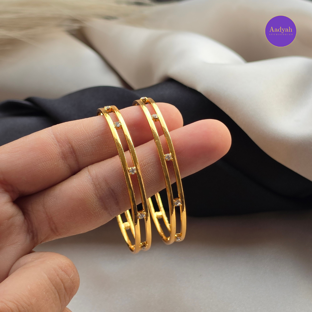 White Stone Designer Baby Bangle - Set of 2