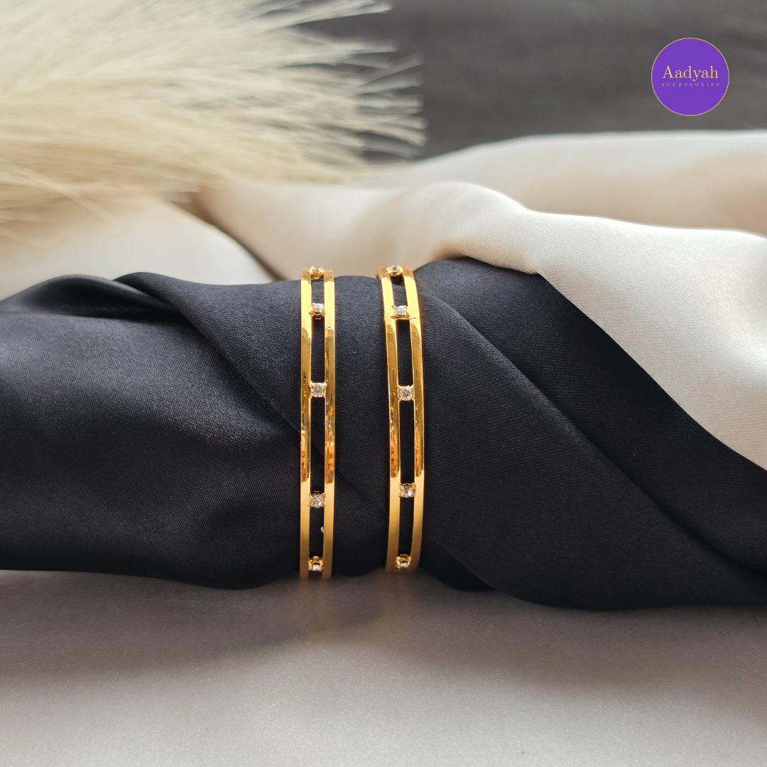 White Stone Designer Baby Bangle - Set of 2