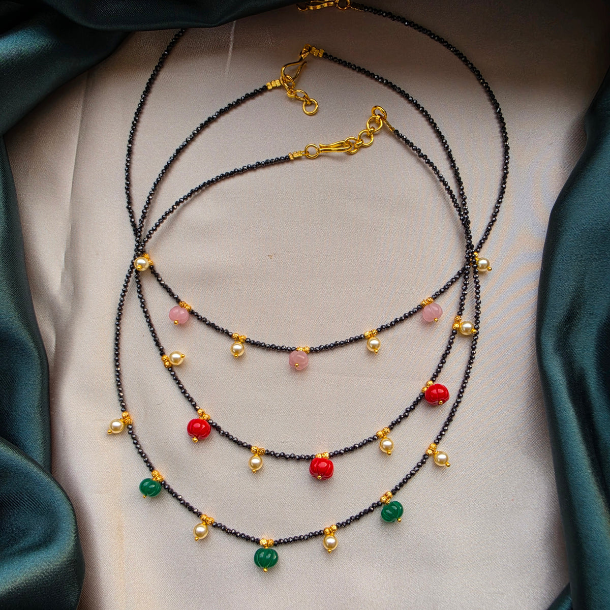 Single Layer Black Diamond Pumpkin Mangalsutra