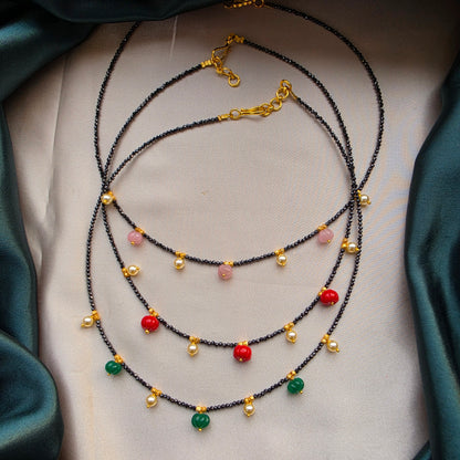 Single Layer Black Diamond Pumpkin Mangalsutra